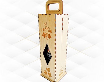 Wine Box Laser Cut Template, SVG DXF Vector Model, Bottle Holder Laser Cutting Design