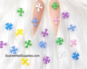 Mix Multicolor Cross Nail Charms 20pcs