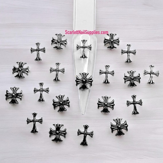 Metal Metal Silver Cross Nail Charms - Etsy