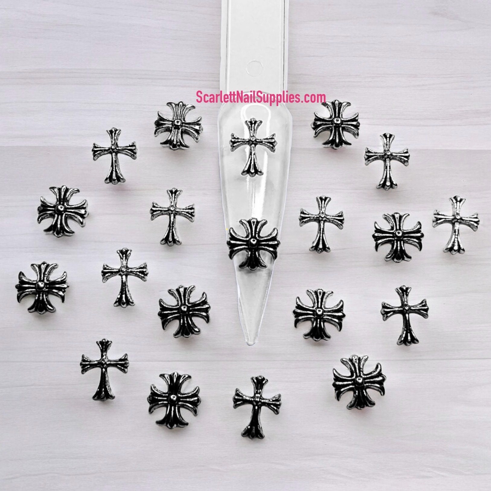 D.NAIL クロスモチーフ クロム Metal Metal Silver Cross Nail Charms - Etsy