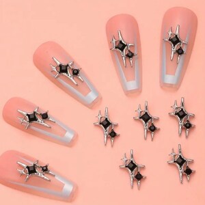 8pcs Star Nail Art Charms With Rhinestones, Nail Gem Accessories For DIY Nail Art Decoration