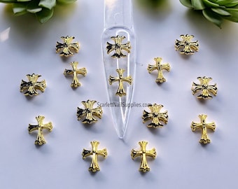 20pcs Metal Metal Gold Cross Nail Charms