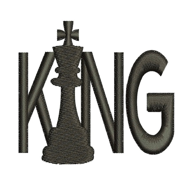 Trendy King Chess Embroidery Design Left Chest and Wrist - Chess Piece Machine Embroidery Files - Digital Instant Download Christmas Gifts