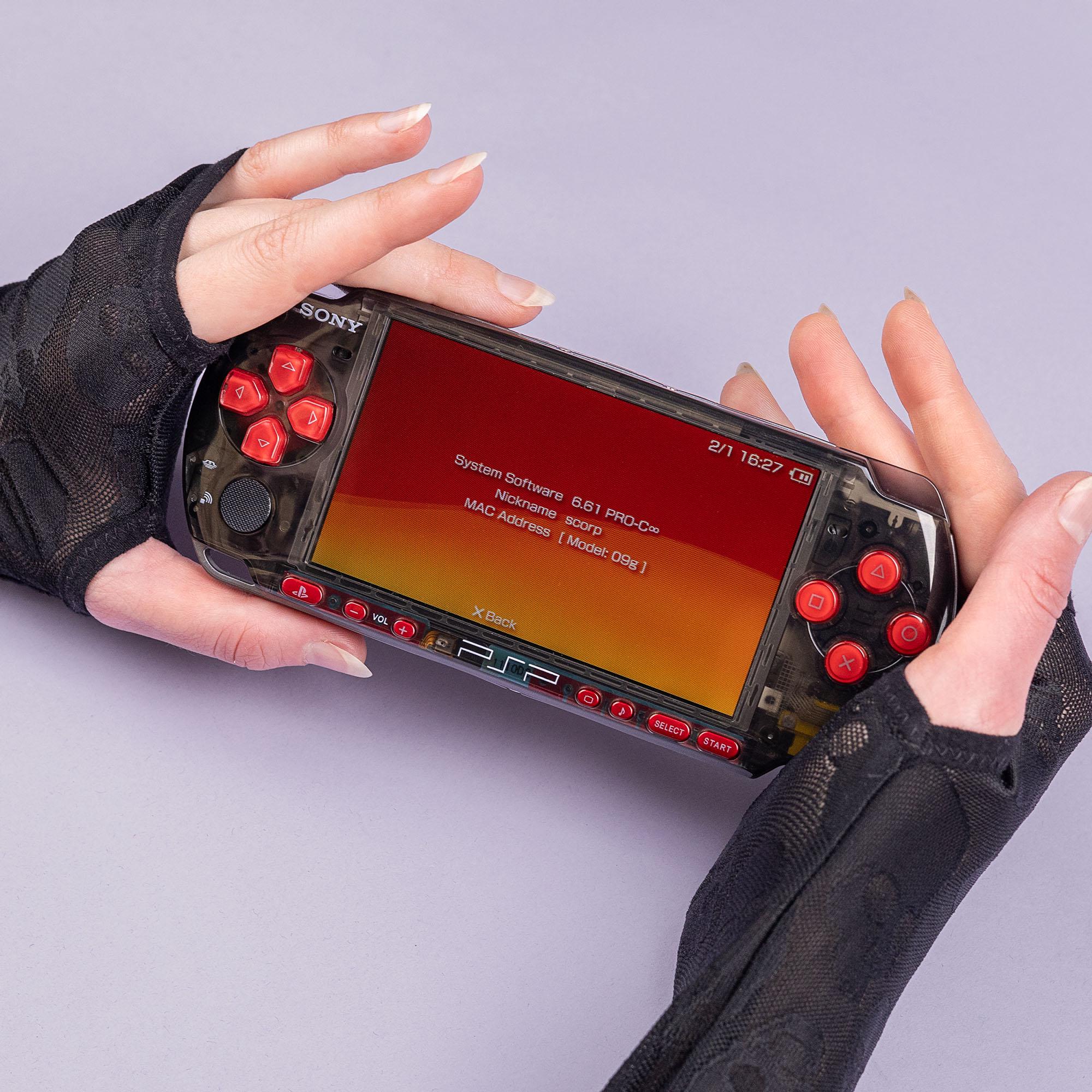 PSP 3000 Portable Clear Black Red Housing Bundle