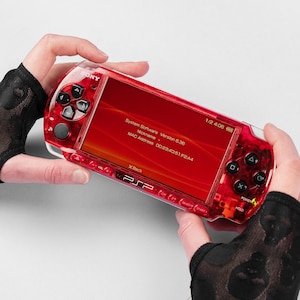 PSP Portable Klar Granate Rot Gehäuse Bundle