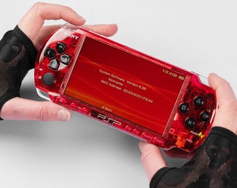 PSP Portable Clear Granate Red Housing Bundle