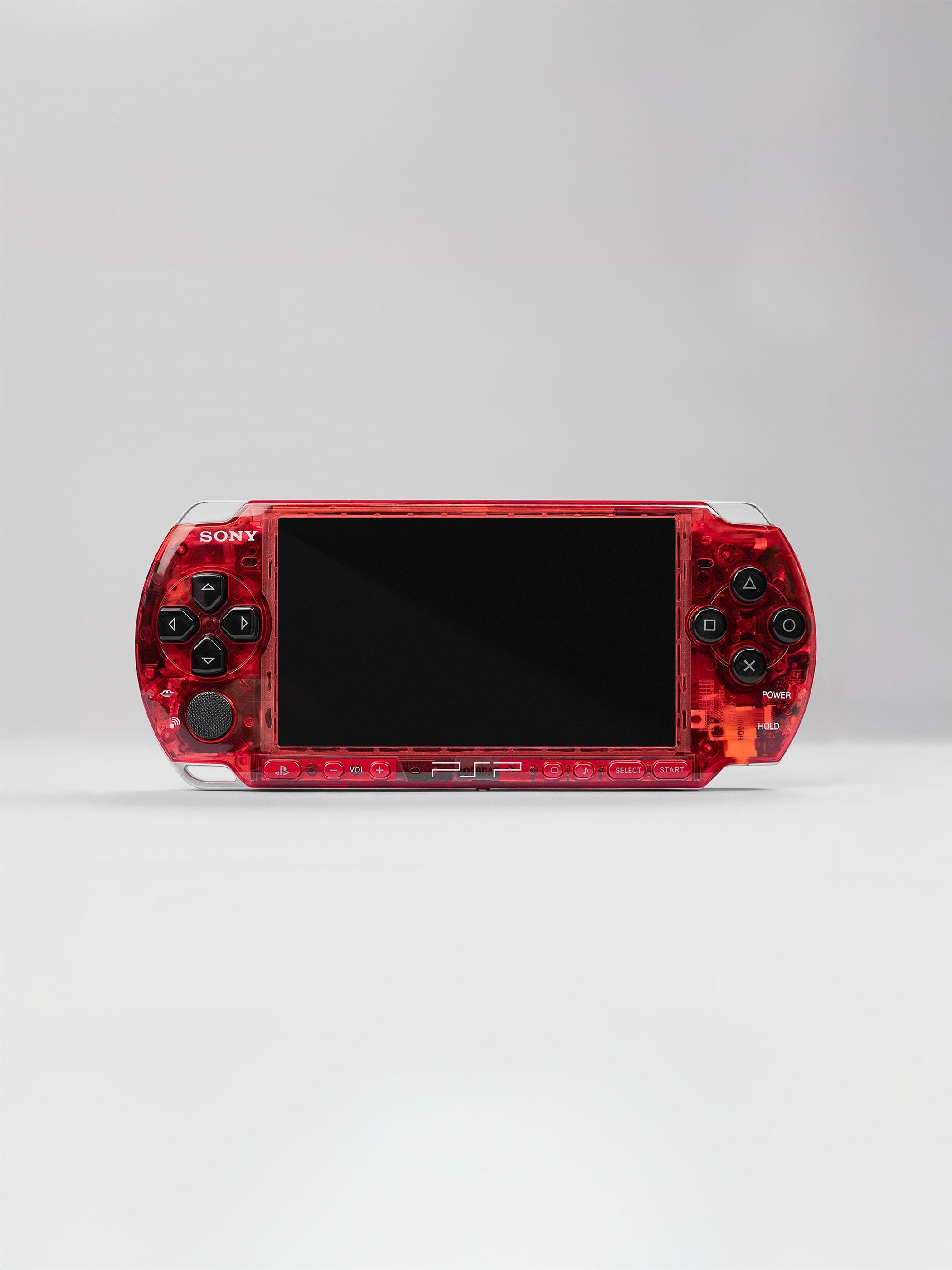 PSP 3000 Portable 128GB, Clear Granate Red Housing, Gift Set