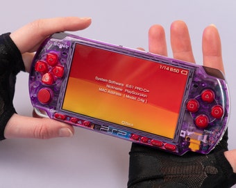PSP 3000 Portable Clear Purple Red Housing Bundle
