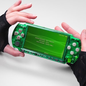 Paquete de carcasa portátil transparente de slime verde para PSP 3000