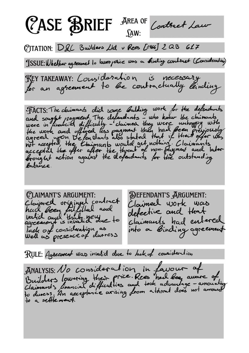 Case Brief Law School Student Notes Template image 2