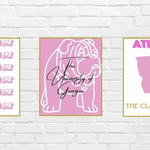 University of Georgia Preppy Pink Wall Art, Set Of 3 Cute Digital Prints, College Decor, Living Room Decor, Ready To Download