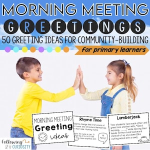 Saludos para la reunión matutina / Tarjetas con ideas para saludos / Desarrollo comunitario para jardín de infantes, 1.º y 2.º grado