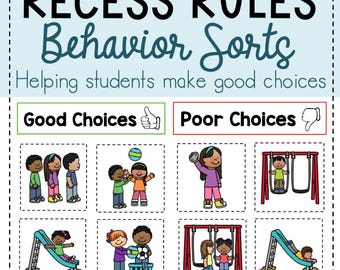 Recess Rules: Playground Behavior Sort | Rules and Expectations | Social-Emotional Learning Activity
