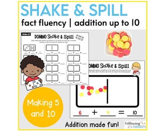 Making 5 & Making 10 Addition Activity | Domino Shake and Spill 1st Grade Math Center