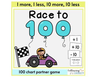 1st Grade Place Value Game: Race to 100 Math (Digital Download)