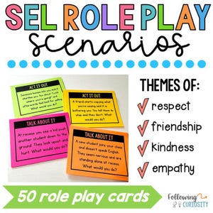 SEL Rollenspiel-Szenariokarten: Problemlösungsaktivität für sozial-eationales Lernen | Lernen sozialer Fähigkeiten | Konfliktlösung für Kinder