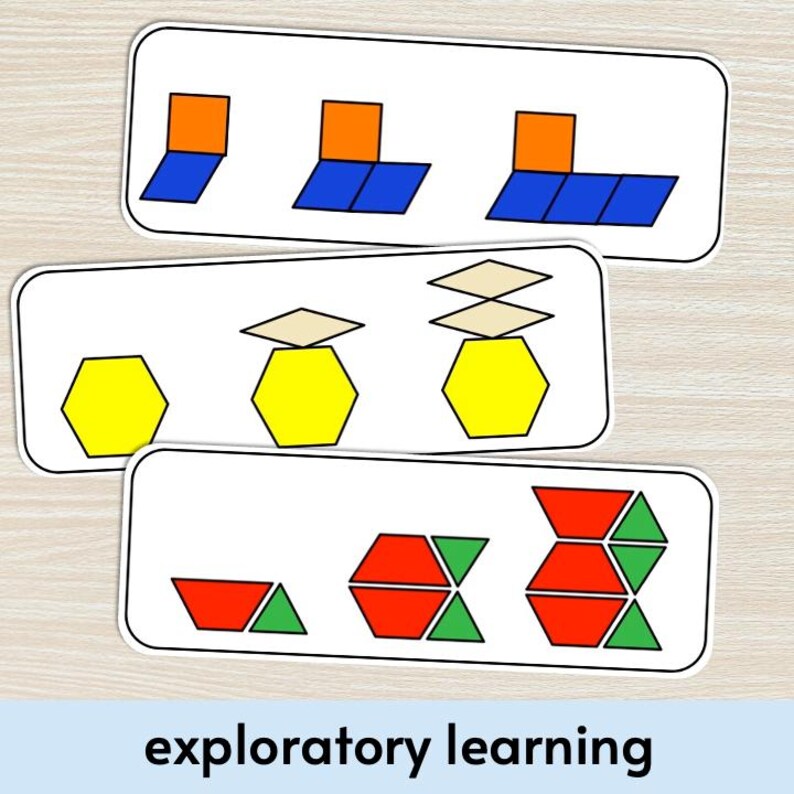 Growing Pattern Task Cards: Pattern Block Math Center Activity (digital ...