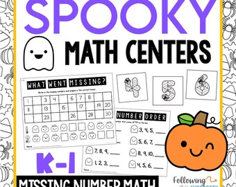 Halloween Math Centers: Missing Numbers & Patterns (Kindergarten-1st Grade)