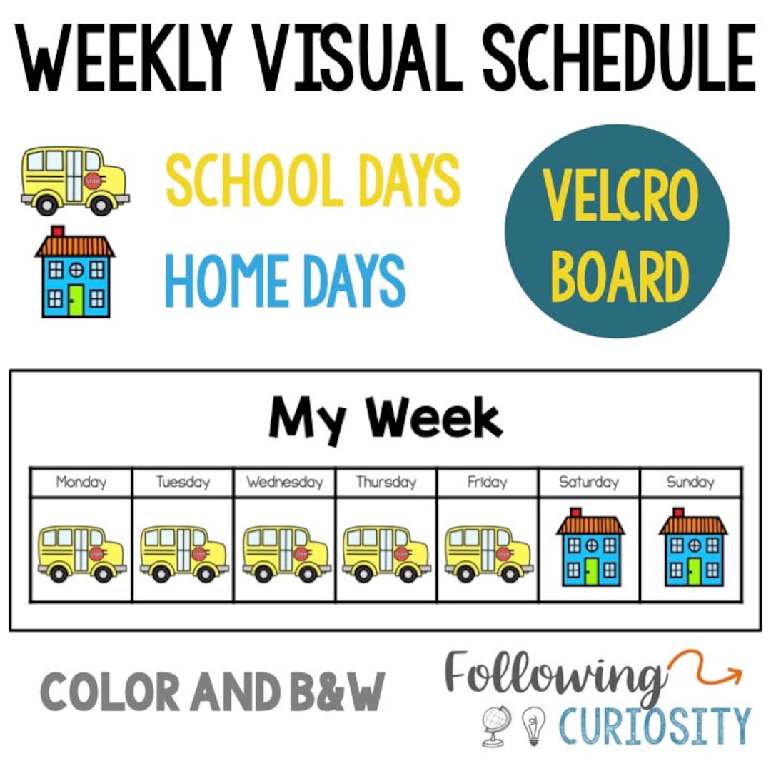 Weekly Visual Schedule Board: School Days and Home Days Velcro - Etsy