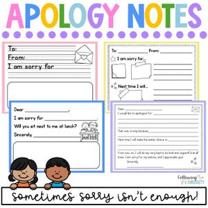 Kinder Entschuldigung Brief Printable | Entschuldigung Notiz Vorlage von Kind | Wie schreibe ich einen Entschuldigungsbrief | Eine Entschuldigung Vorlage machen