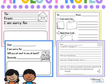 Kids Apology Letter Printable | Apology Note Template from Child | How to Write Apology Letter | Making an Apology Template