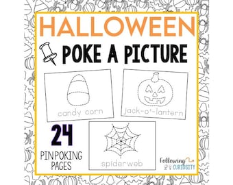 Halloween Pin Poking Fine Motor Center | Halloween Fall Party Activity