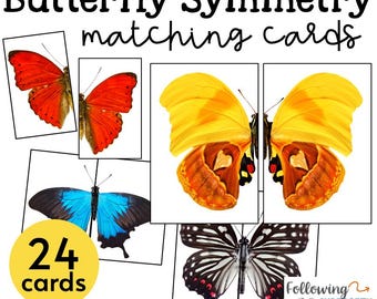 Butterfly Symmetry Matching Game: Preschool Montessori Activity (PDF Printable)
