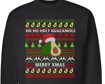 Funny Christmas Sweatshirt |  Ecosmart Crewneck  | Holy Guacamole | Avocado Lovers xmas jumper |