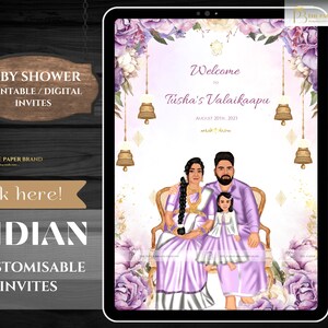 Indian Baby Shower Phone Invite | Valaikappu, Godh Bharai Ceremony invite  | seemantham invite WhatsApp, maternity invite | Editable
