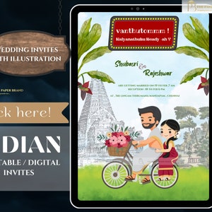 southindian wedding invite ,tamil invite , Hindu wedding card ,save the date cards, brahmin wedding invite, indian wedding invite