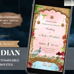Indian wedding invite & as digital wedding invites ,indian engagement invite , sangeet invite in Hindu wedding cards , indian cards ,
