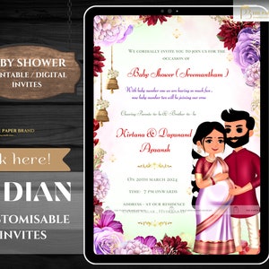 Indian Baby Shower Phone Invite | Valaikappu, Godh Bharai Ceremony invite  | seemantham invite WhatsApp, maternity invite | Editable