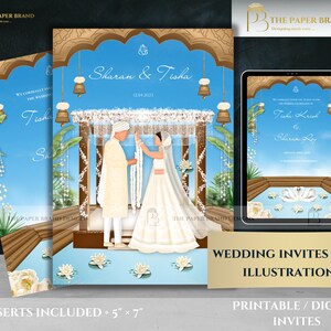 Indian wedding invite & as digital wedding invites , floral indian wedding invite , Sikh invite in Hindu wedding cards , indian cards