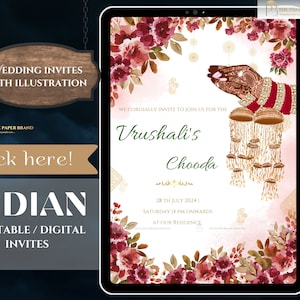 Choora Zeremonie lädt als Choora ein , Chooda lädt ein in Chuda lädt ein, indische Hochzeitseinladung mit Sikh-Hochzeit lädt ein