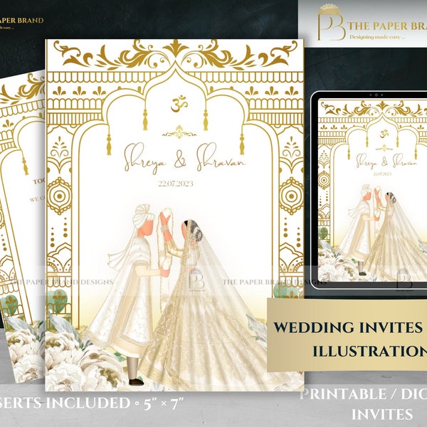 Indische Hochzeitseinladung & als digitale Hochzeitseinladung, indische Verlobungseinladung, Sangeet-Einladung in Hindu-Hochzeitskarten, indische Karten,