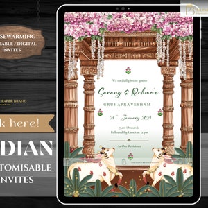 Indiase housewarming-uitnodiging | Uitnodiging Gruha Pravesam | Grihapravesh Pooja-uitnodigingssjabloon Indiase Grahaprevesh-uitnodigingsborden