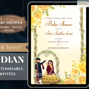 Indian Baby Shower Phone Invite | Valaikappu, Godh Bharai  invite  | seemantham invite WhatsApp, maternity invite | Editable