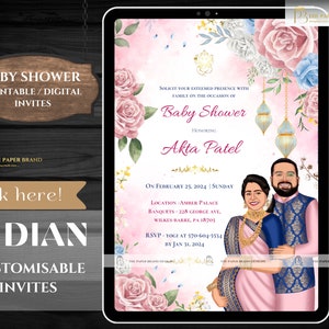 Indian Baby Shower Phone Invite | Valaikappu, Godh Bharai Ceremony invite  | seemantham invite WhatsApp, maternity invite | Editable