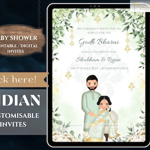 Indian Baby Shower Phone Invite | Valaikappu, Godh Bharai Ceremony invite  | seemantham invite WhatsApp, maternity invite | Editable