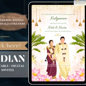 Faire-part de mariage sud-indien, faire-part tamoul, carte de mariage hindoue, réservez les cartes, faire-part de mariage brahmane, faire-part de mariage indien