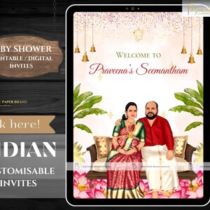 Indian Baby Shower Phone Invite | Valaikappu, Godh Bharai Ceremony invite  | seemantham invite WhatsApp, maternity invite | Editable