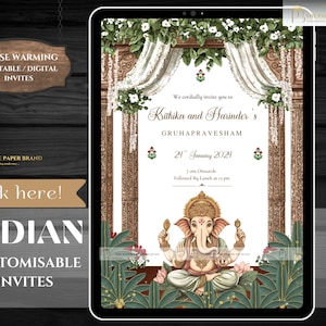 Indiase housewarming-uitnodiging | Uitnodiging Gruha Pravesam | Grihapravesh Pooja-uitnodigingssjabloon Indiase Grahaprevesh-uitnodigingsborden