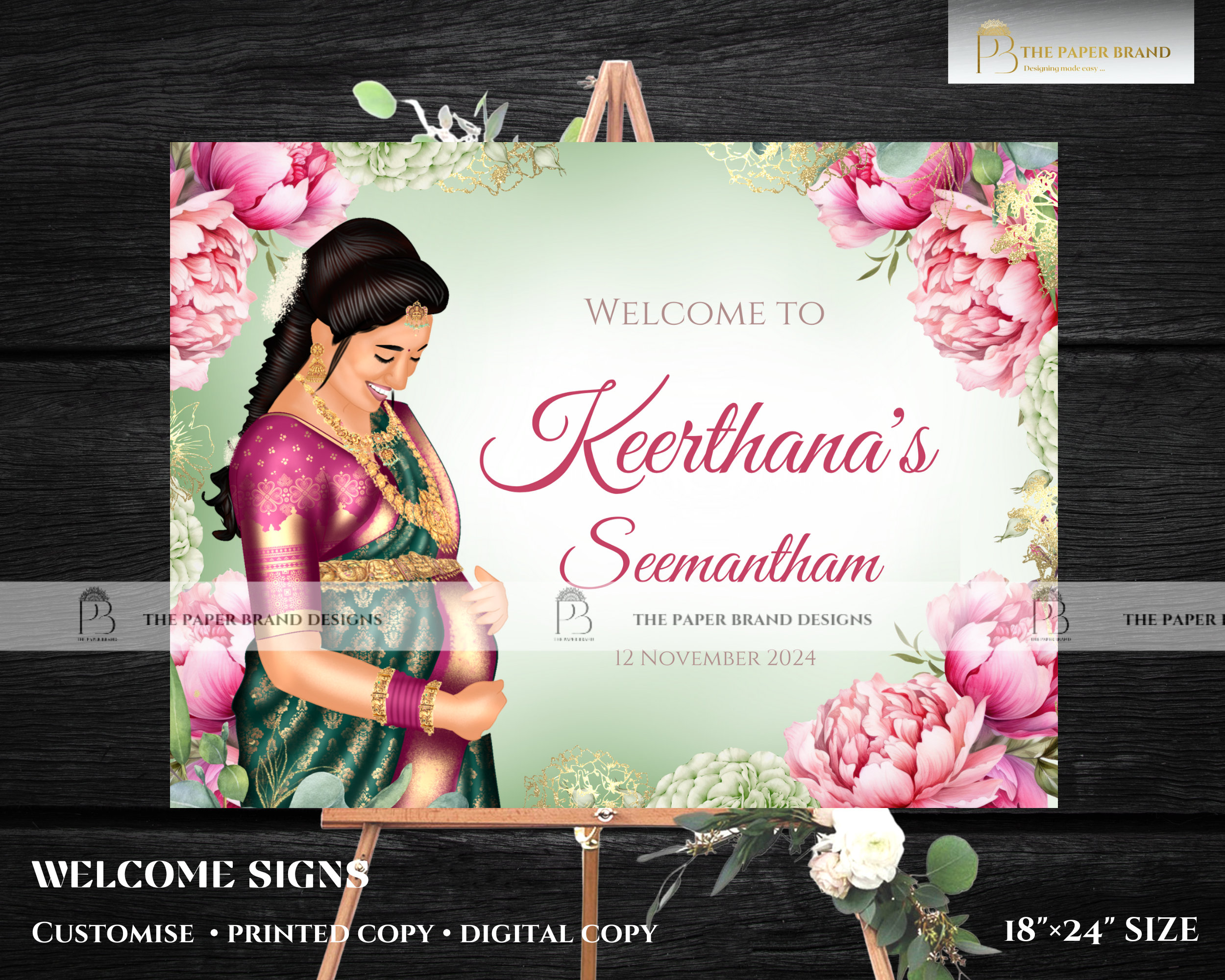 Indian Baby Shower signs | Valaikappu, Godh Bharai Ceremony welcome boards | seemantham invite WhatsApp, sreemantham sign board as welcome