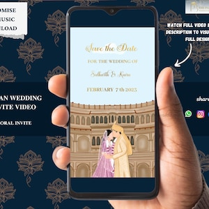 Vídeo de convite de casamento indiano, convite animado indiano, vídeo de convite indiano, convite hindu, convite indiano digital, convite indiano | Personalizável