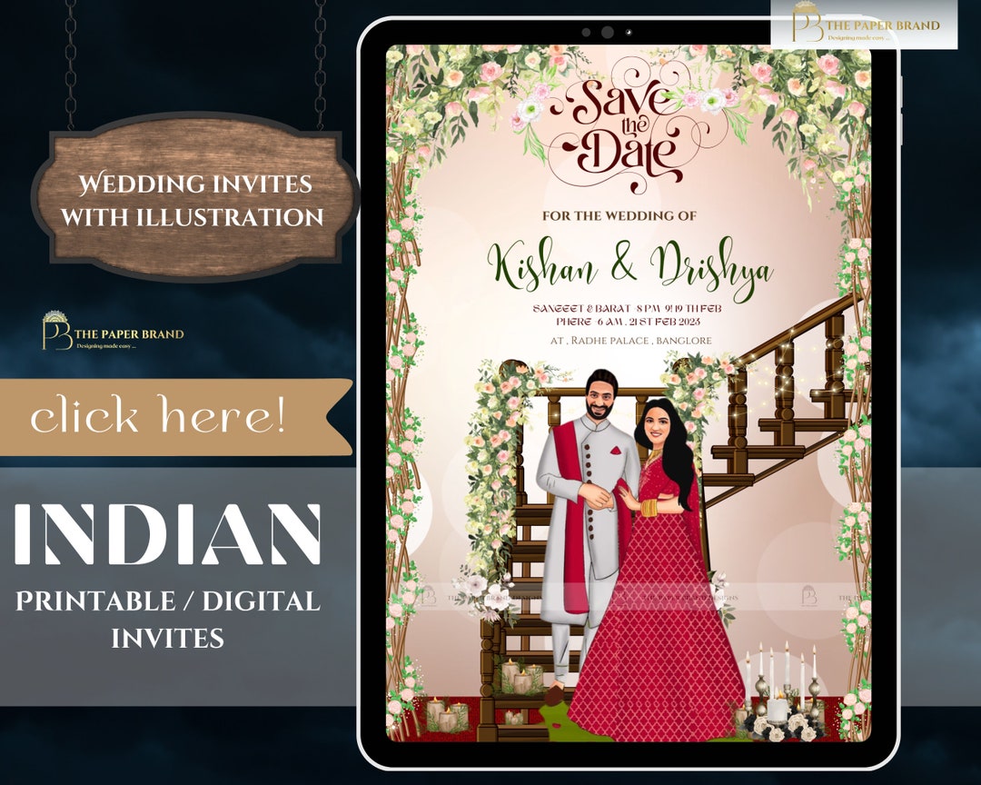 Thematic Indian Wedding Invites & Southindian Wedding Invite ,mehendi