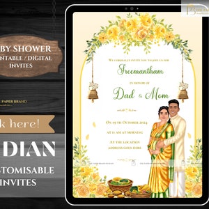 Indian Baby Shower Phone Invite | Valaikappu, Godh Bharai Ceremony invite  | seemantham invite WhatsApp, maternity invite | Editable