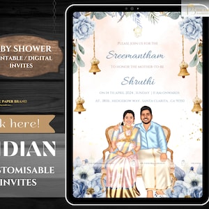 Indian Baby Shower Phone Invite | Valaikappu, Godh Bharai Ceremony invite  | seemantham invite WhatsApp, maternity invite | Editable