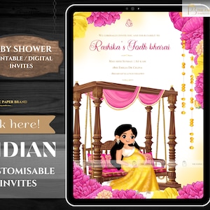 Indian Baby Shower Phone Invite | Valaikappu, Godh Bharai Ceremony invite  | seemantham invite WhatsApp, maternity invite | Editable
