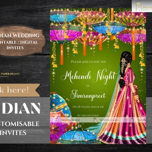 Mehendi lädt ein & Pithi lädt ein, Haldi Party lädt ein, Mehndi Einladung, Mehndi Karten in indischer Hochzeitseinladung, Pithi lädt ein