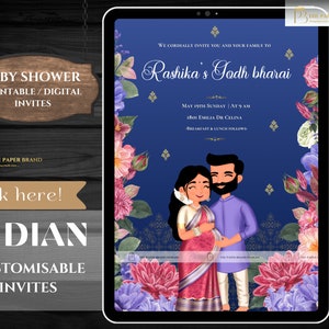 Indian Baby Shower Phone Invite | Valaikappu, Godh Bharai Ceremony invite  | seemantham invite WhatsApp, maternity invite | Editable